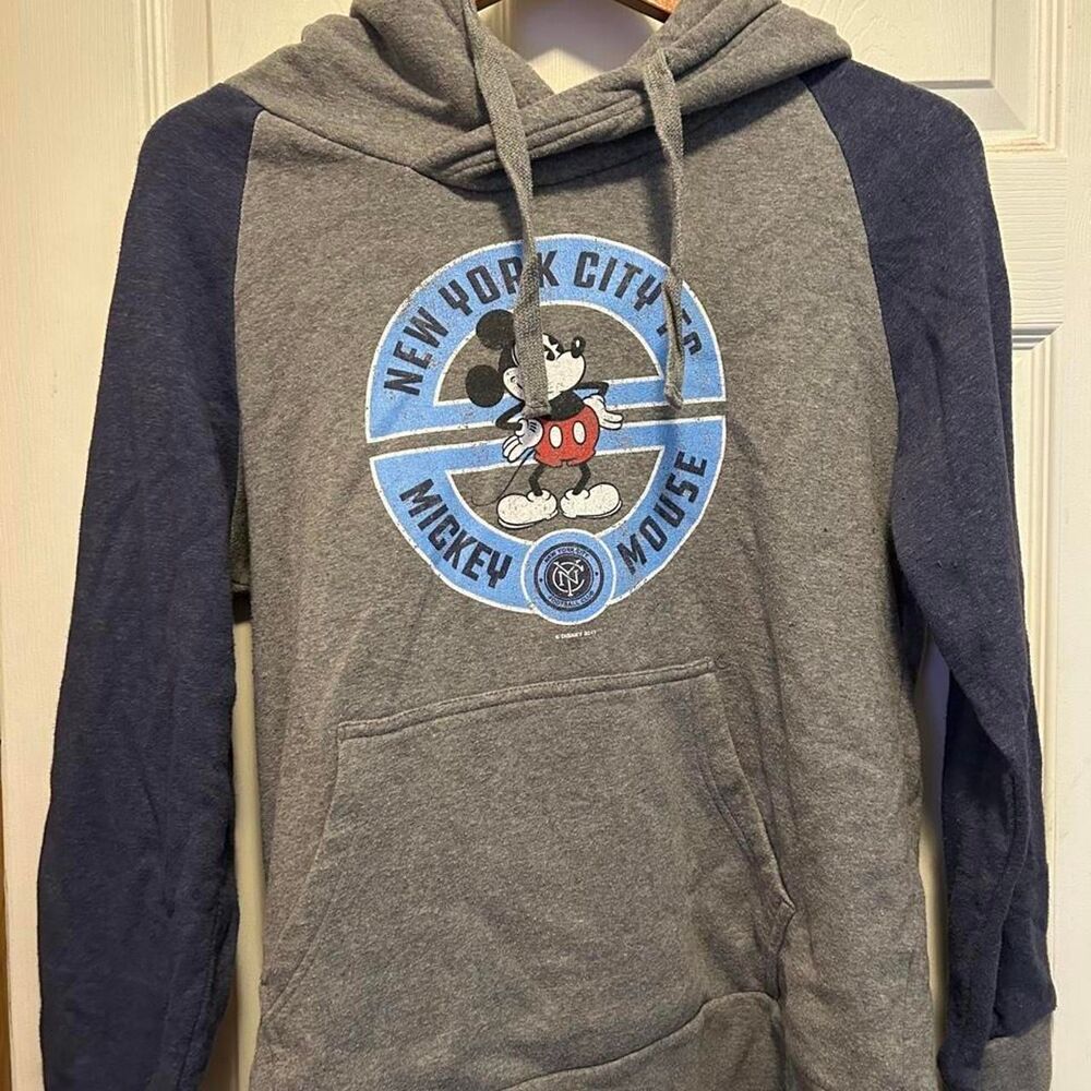 Disney Men's Grey and Blue Hoodie